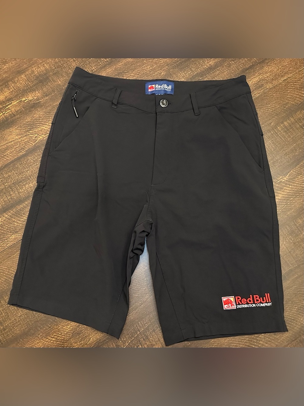 Red Bull Distribution Company Mens Flat Front Casual Shorts Workwear Black Sz M